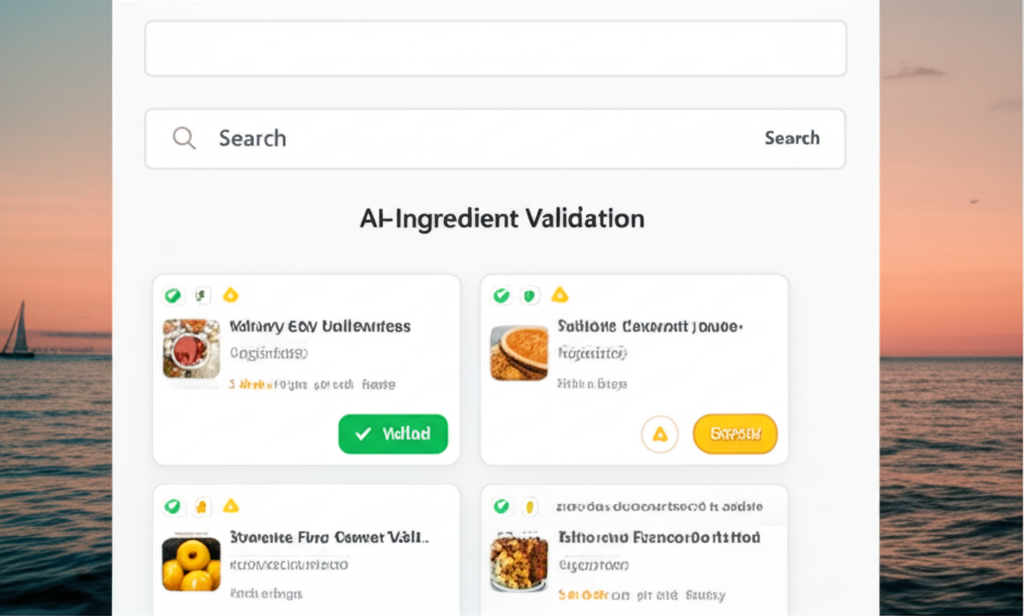 Smart ingredient recognition interface showing AI validation of ingredients